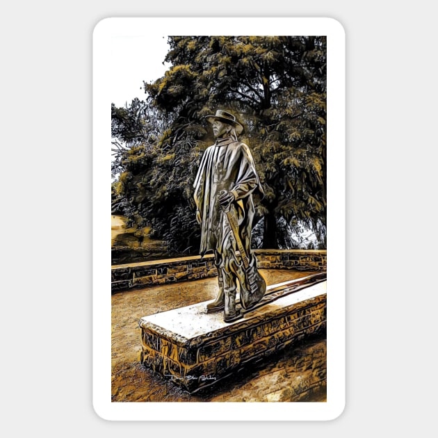 Stevie Ray Vaughan Statue - Austin, Texas - Graphic 3 Sticker by davidbstudios